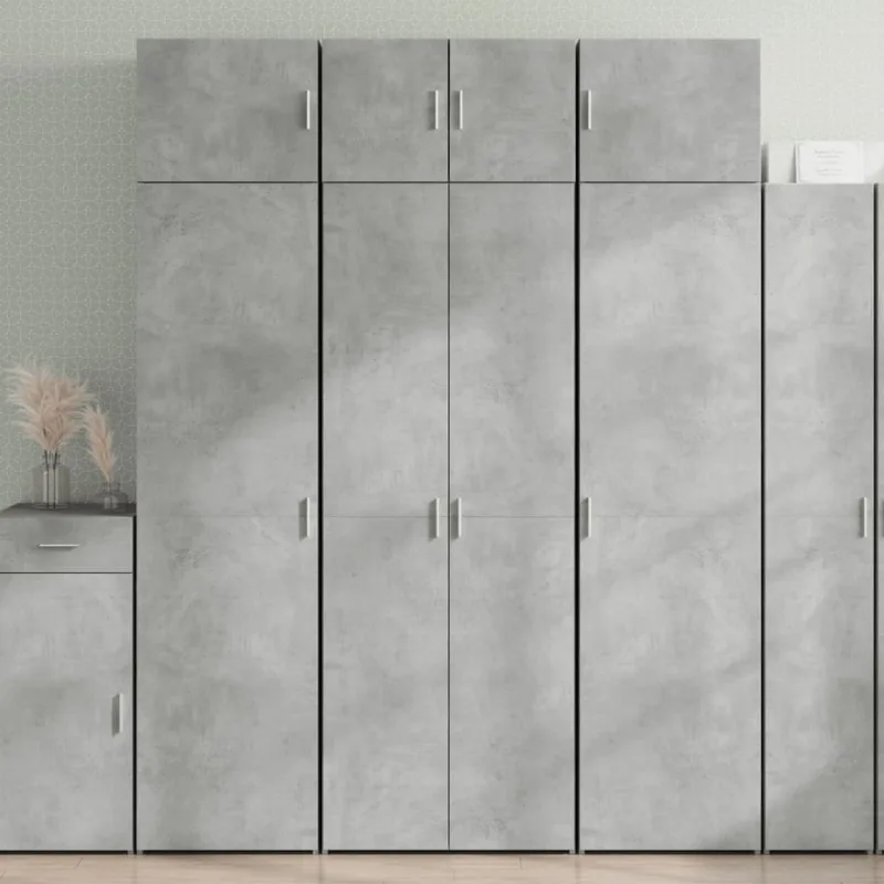 Mueble de almacenaje | armario de madera de ingeniería gris hormigón 70x42,5x225 cm cfw939066