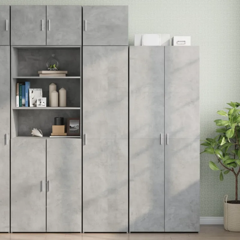 Mueble de almacenaje | armario estrecho madera ingeniería gris hormigón 45x42,5x225 cm cfw965021