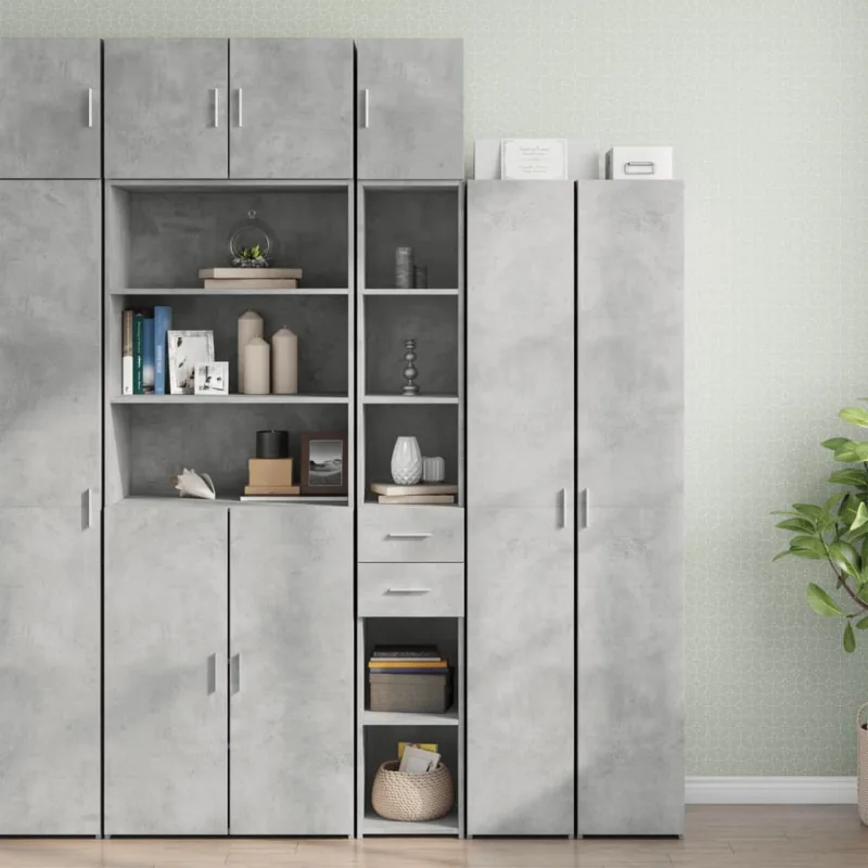 Mueble de almacenaje | armario estrecho madera ingeniería gris hormigón 30x42,5x225 cm cfw592518