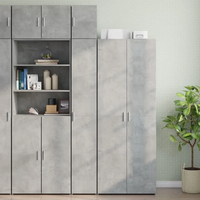 Mueble de almacenaje | armario estrecho madera ingeniería gris hormigón 30x42,5x225 cm cfw749685