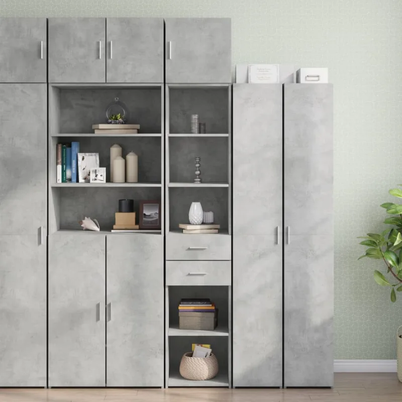 Mueble de almacenaje | armario estrecho madera ingeniería gris hormigón 40x42,5x225 cm cfw854345