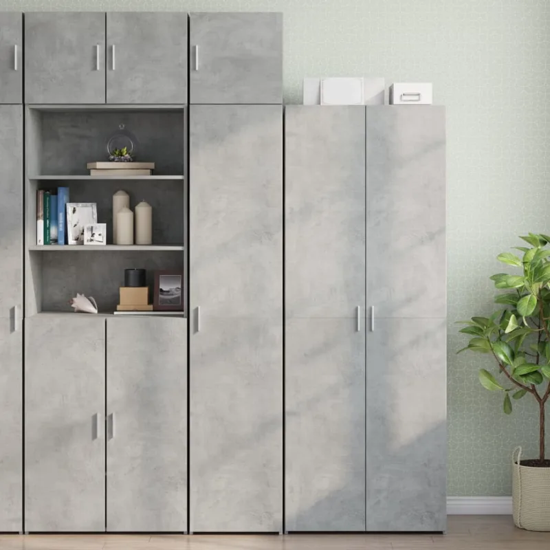 Mueble de almacenaje | armario estrecho madera ingeniería gris hormigón 40x42,5x225 cm cfw240785