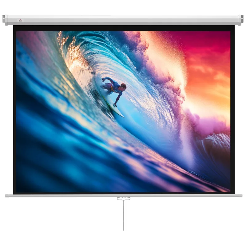 Pantalla proyector homcom plástico blanco 181x8x138 cm