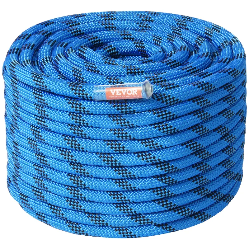 Cuerda de seguridad de vevor 12,7 mm,60,9 m (200 pies),resistencia a la tracción de 30 kn,con mosquetón,para rapel,bombero,azul