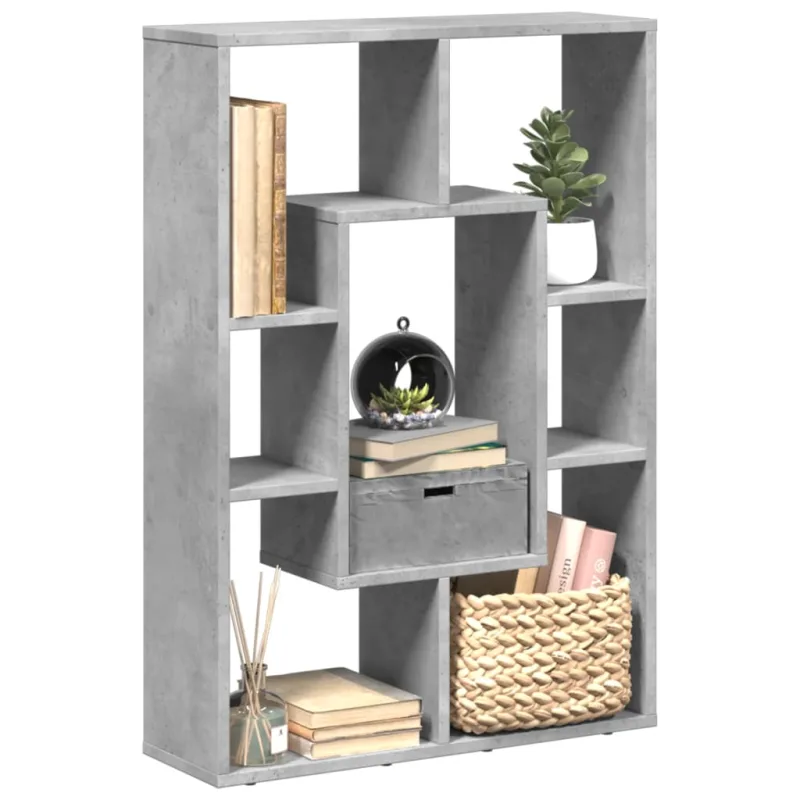 Librería gris hormigón 63x20x90 cm de madera contrachapada