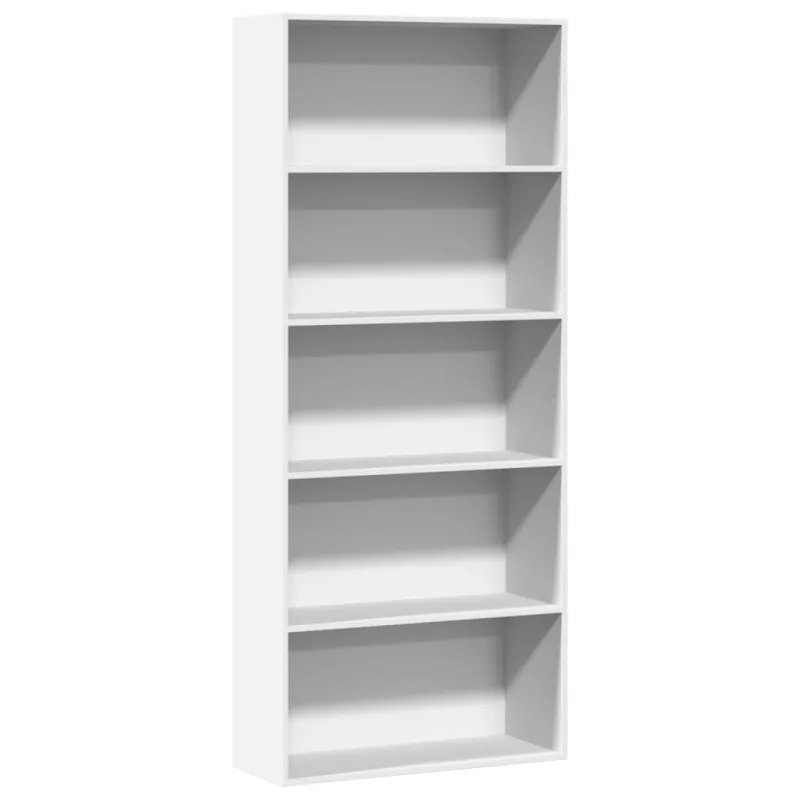 Librería blanca 80x30x189 cm de madera contrachapada