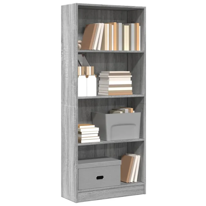 Librería sonoma gris 60x24x143 cm madera contrachapada