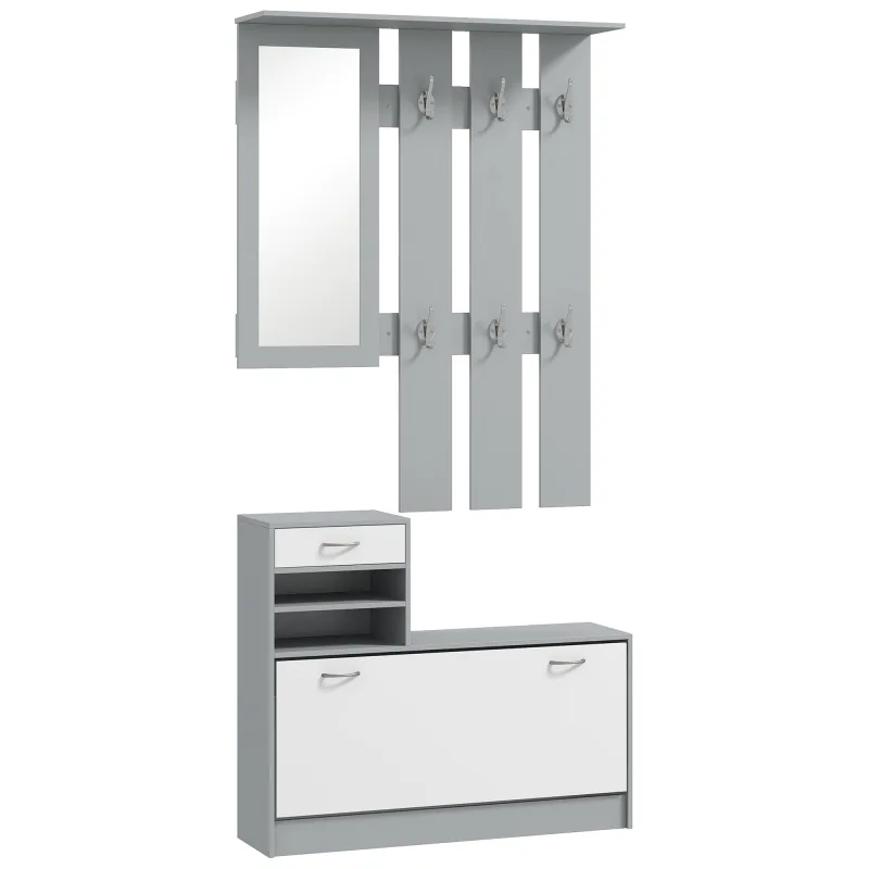 Mueble de entrada homcom melamina de madera gris oscuro 90x24x75 cm