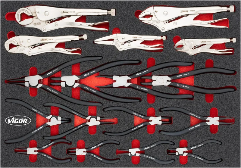 Vigor v6816n juego de alicates ∙563 mm x 393 mm x 35 mm ∙ número de herramientas: 17