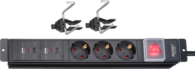 Hazet 161n-5d regleta de enchufes múltiples ∙ 325 mm x 56 mm x 45 mm