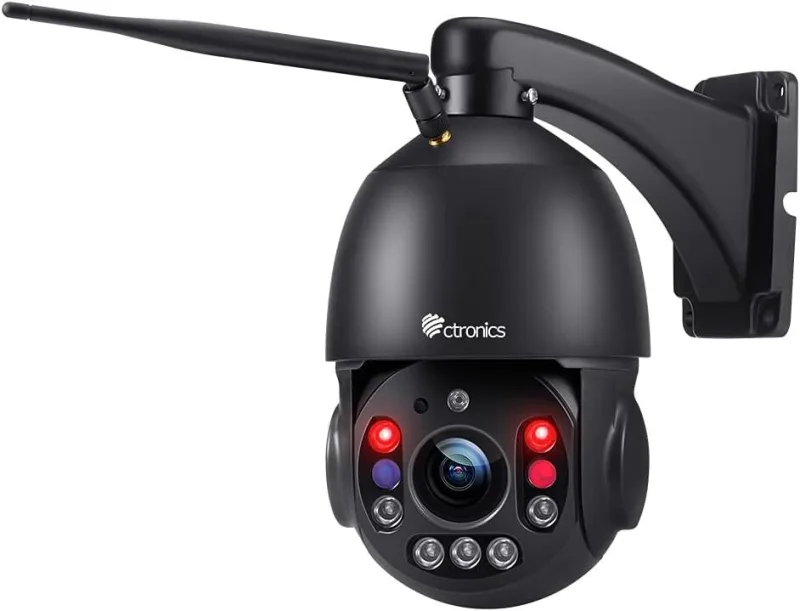 Ctronics cámara de vigilancia exterior wifi de 5mp, zoom óptico de 30x, visión nocturna de 150m, detección de personas, negra