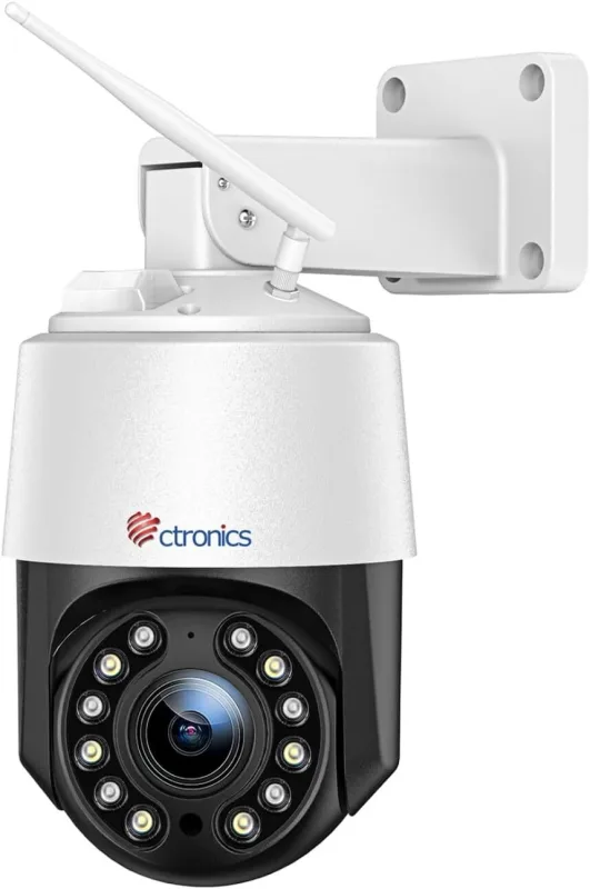 Ctronics cámara de vigilancia wifi exterior 4k 8mp, zoom óptico 5x, detección de personas/vehículos/animales, visión nocturna 50m, audio bidireccional