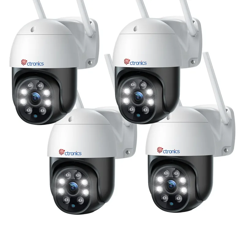 Ctronics 5mp wifi exterior ptz cámara de vigilancia, visión nocturna, detección humana, audio bidireccional, juego de 4