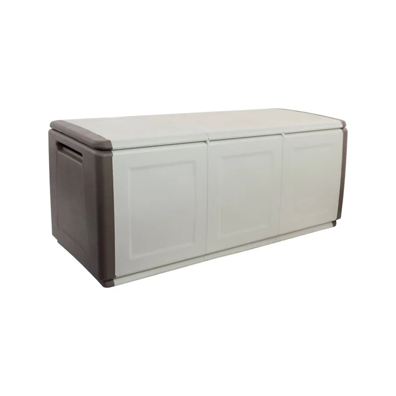 Baúl achse, cómoda multiusos, baúl de almacenamiento, caja de almacenamiento, 100% made in italy, 138x53h57 cm, beige y marrón