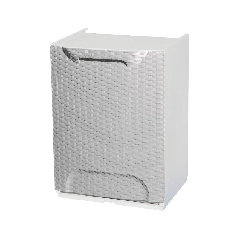 Armario de exterior nakri, muebles de exterior, mueble de balcón multiusos efecto ratán, 100% made in italy, 34x29h47 cm, blanco