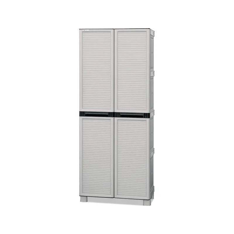 Armario de exterior allain, mueble multiusos, mueble para lavandería, mueble de exterior, 100% made in italy, gris claro, 70x39h172 cm