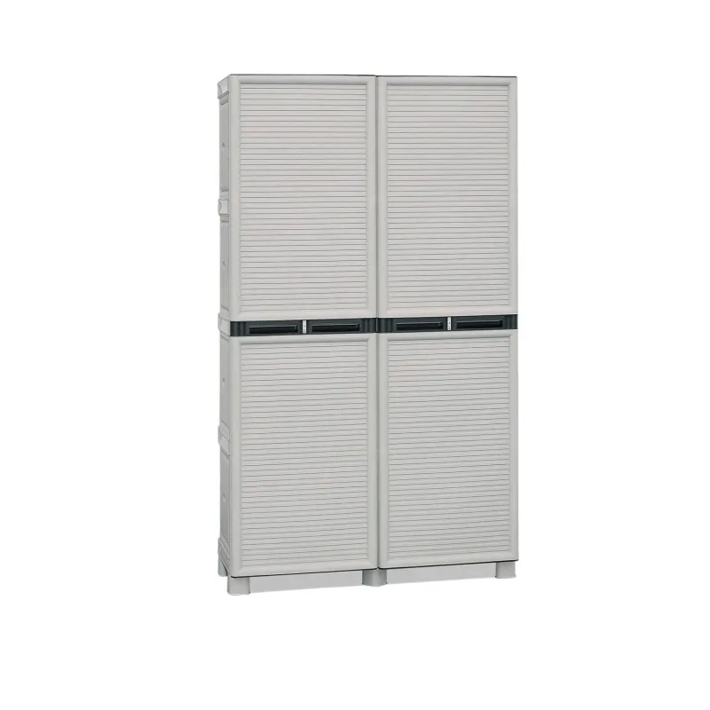 Armario de exterior liège, muebles de exterior, armario para lavandería multiusos, 100% made in italy, gris claro, 100x39h172 cm