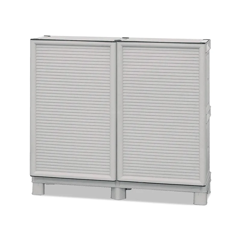 Armario de exterior arlinda, muebles de exterior, armario de balcón multiusos, mueble de exterior, 100% made in italy, gris claro, 100x39h92 cm