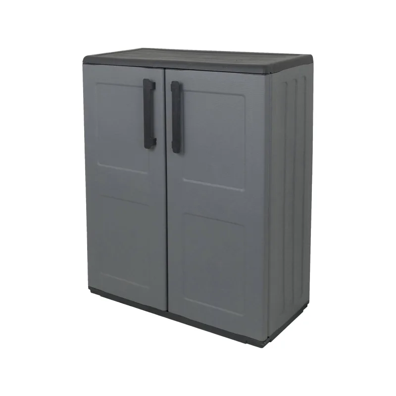 Armario exterior made in italy, 1 estante 2 compartimentos, 2 puertas, 68x37x84h cm gris - arisa
