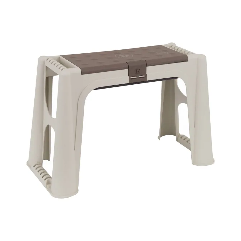 Banco de exterior barry, banco de jardín, banco de herramientas, banco multiusos, 100% made in italy, 58x29h37 cm, beige y marrón