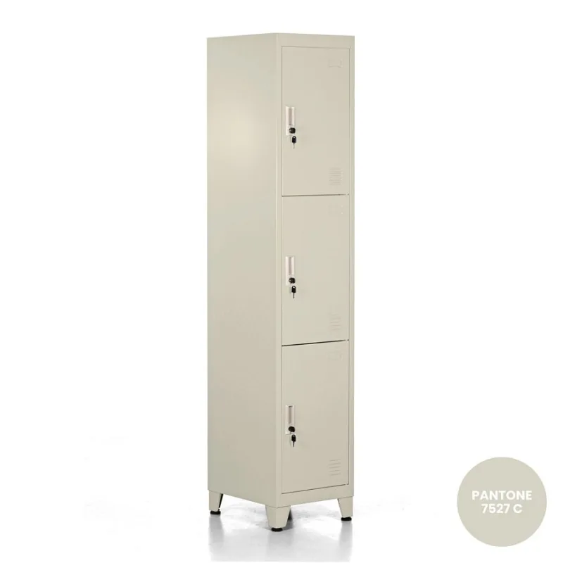 Armario metal marfil 3 puertas 180x38x45 cm