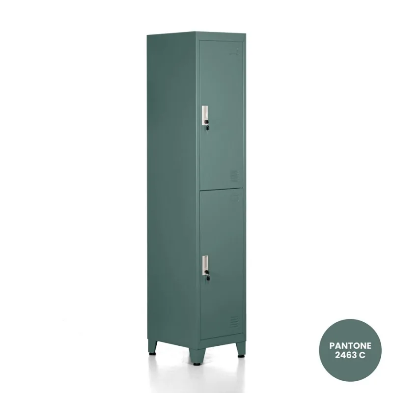 Armario metal verde 2 puertas 180x38x45 cm
