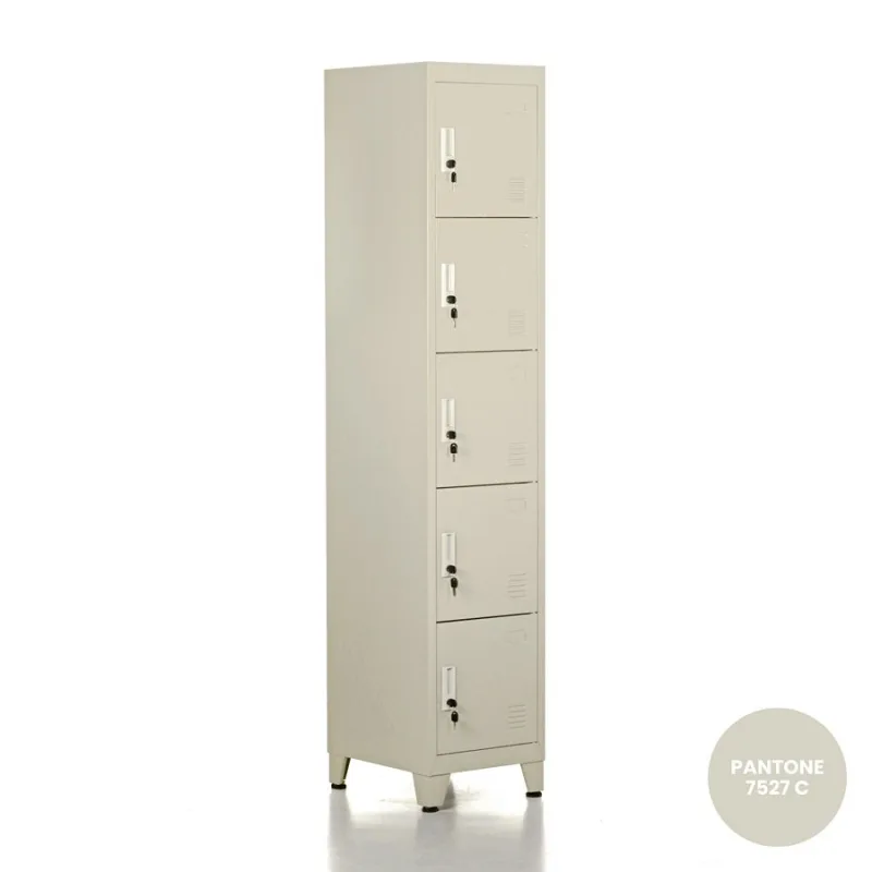 Armario metal marfil 5 puertas 180x38x45 cm
