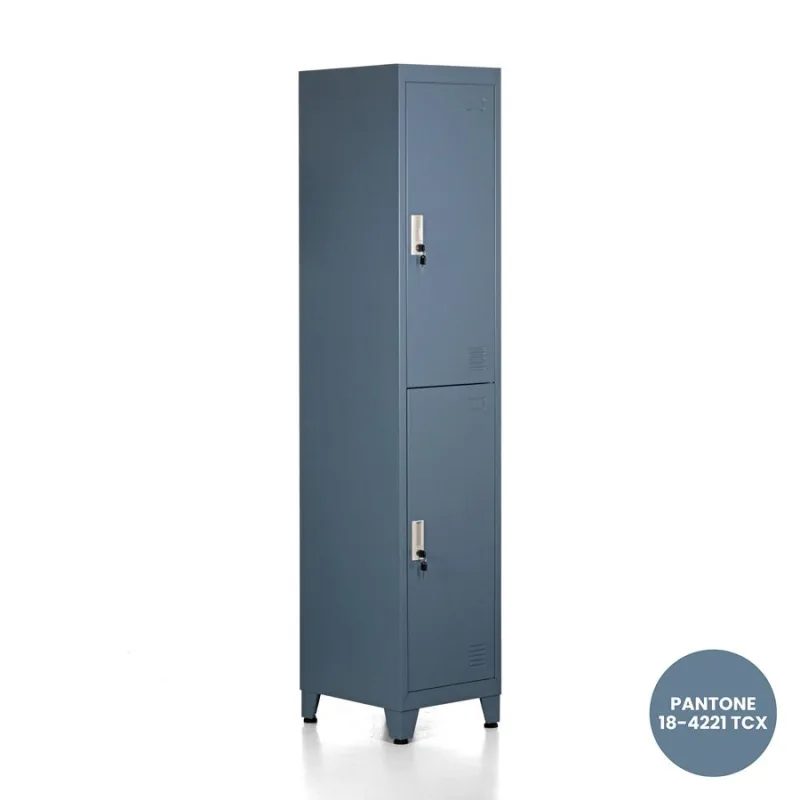 Armario metal cerúleo 2 puertas 180x38x45 cm