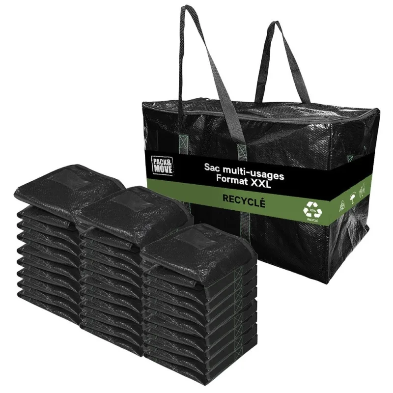 Pack and move - pack de 24 bolsas grandes para mudanza, almacenamiento y transporte, ultra resistentes - reutilizables - asas fuertes - 100l