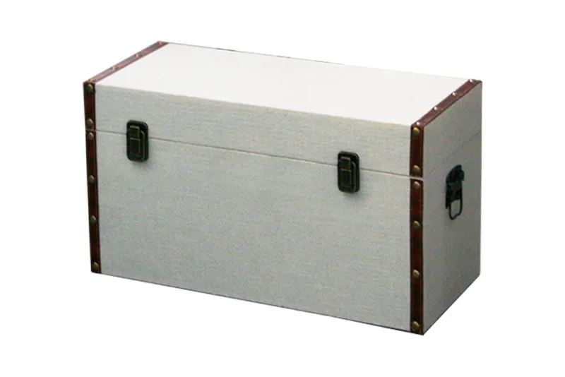 Baúl de tela beige claro tamaños grande/mediano, juego de 2, ideal para almacenaje en dormitorio (70×35×40)