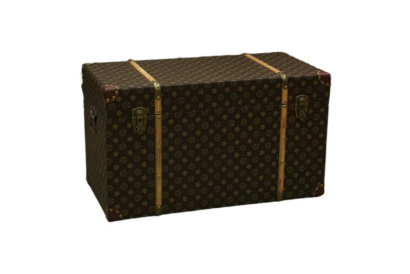 Baúl polipiel marrón grande/mediano – baúl decorativo de estilo clásico ideal para dormitorio o salón (70×35×40)