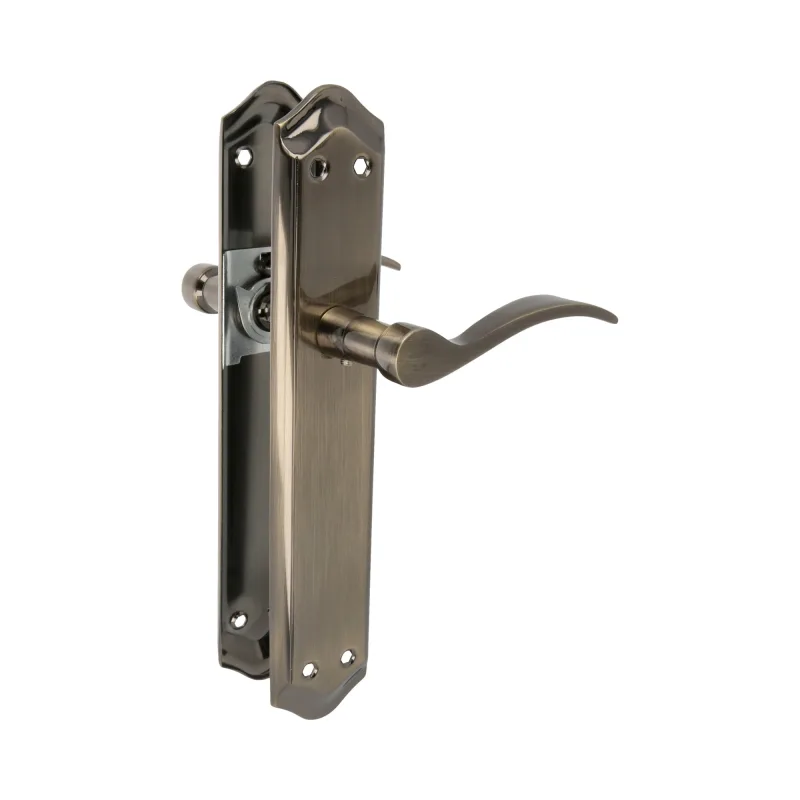 Amig - juego de manillas de placa de latón acabado en color cuero con bocallave adecuado para puertas de paso de interior y exterior con manivela cómo