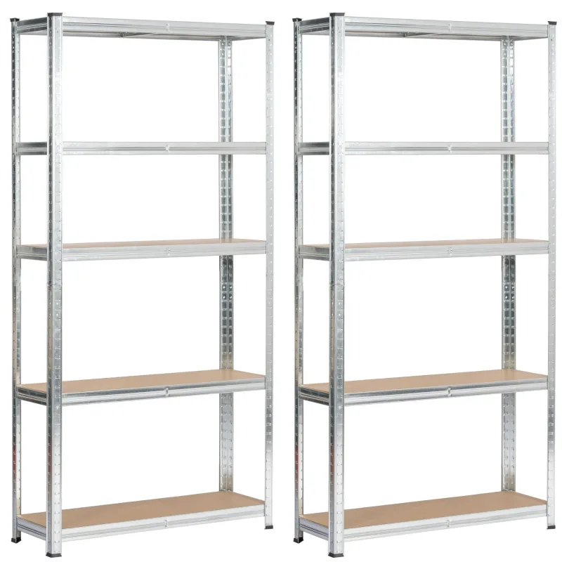 Dos estantes, plata galvanizada, ancho: 90 cm, alto: 180 cm, fondo: 30 cm,