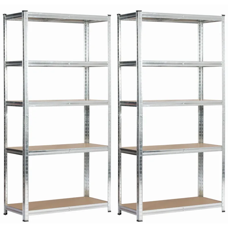 Dos estantes: plata galvanizada, 90 x 180 x 40 cm