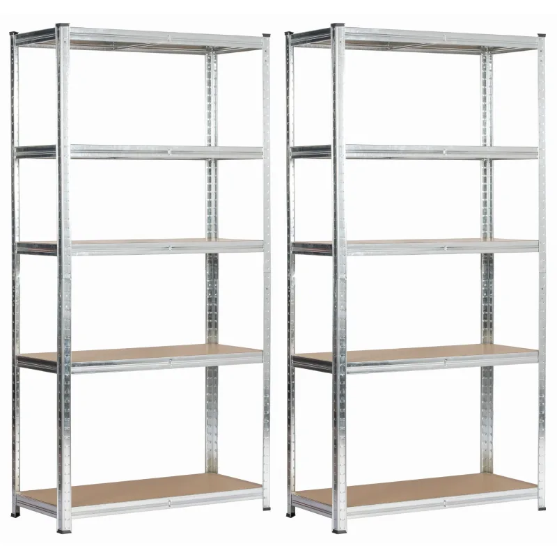 Dos estantes, plata galvanizada, ancho: 80 cm, alto: 180 cm, fondo: 40 cm,