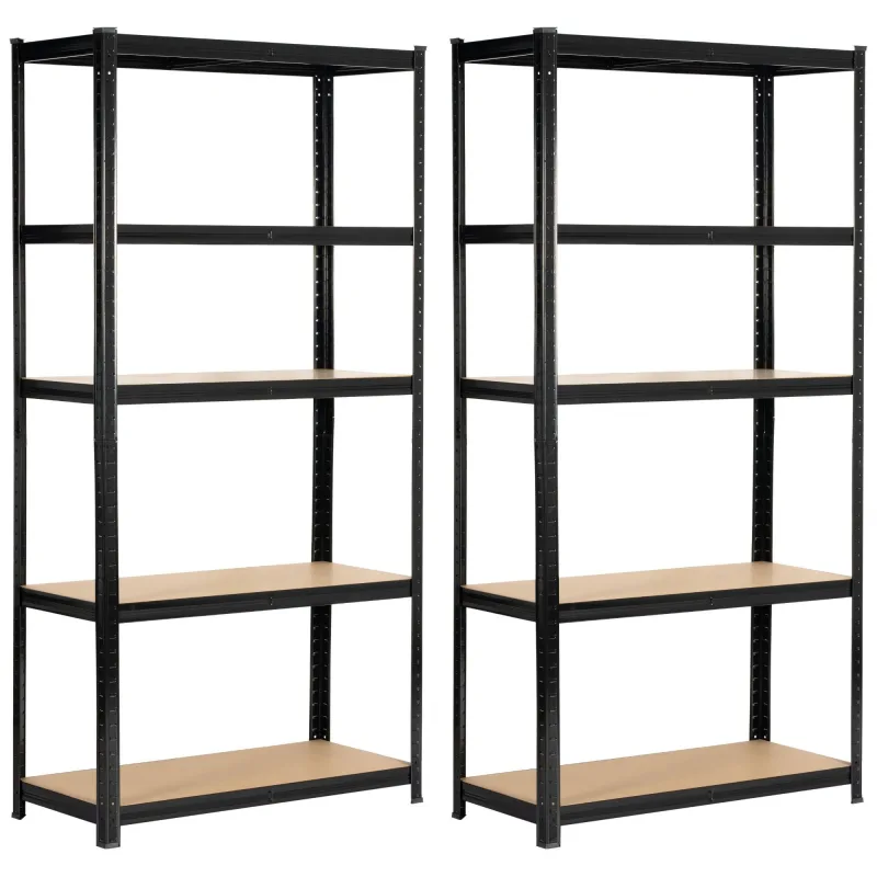 Dos estantes, negro, ancho: 80 cm, alto: 180 cm, fondo: 40 cm,