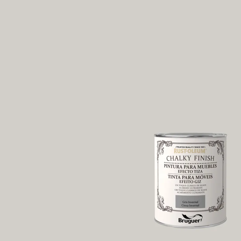 Pintura a la tiza chalky finish rust-oleum 750 ml gris invernal