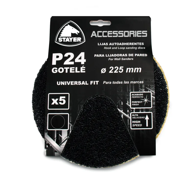 5 disco abrasivo para lijadora lp stayer ø 225 mm, grano 24