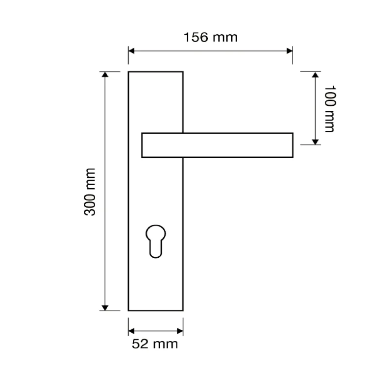 Manilla de placa para puerta elios de latón en color plata con bocallave a 70 mm