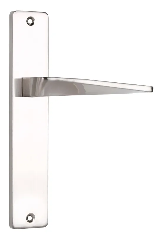 Manilla de placa para puerta neón de zamak color niquel satinado