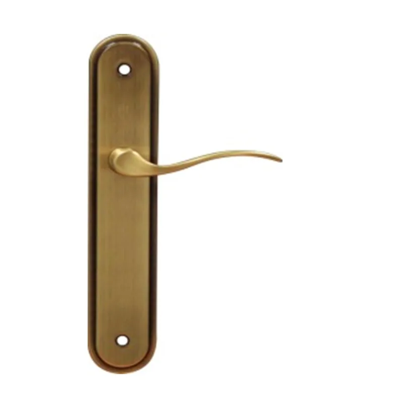 Manilla de placa para puerta en bronce con bocallave