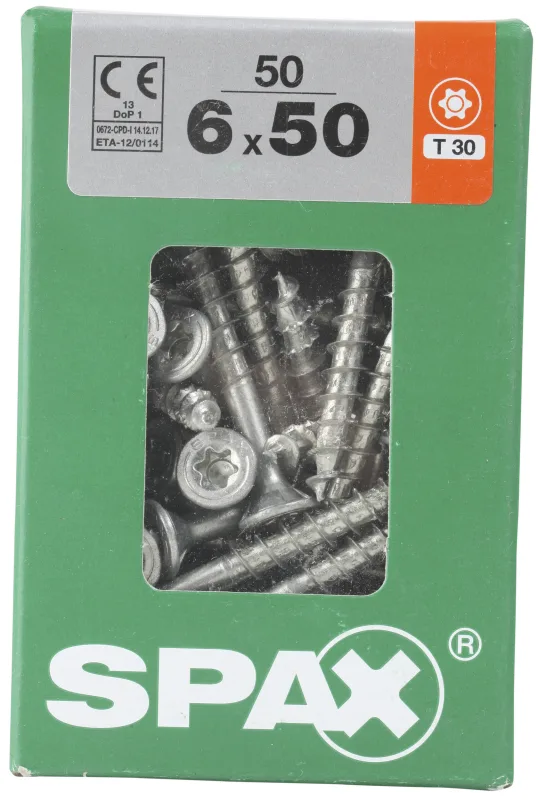 50 tornillo spax t-star+ con cabeza fresada, ø 6mm y 50 mm