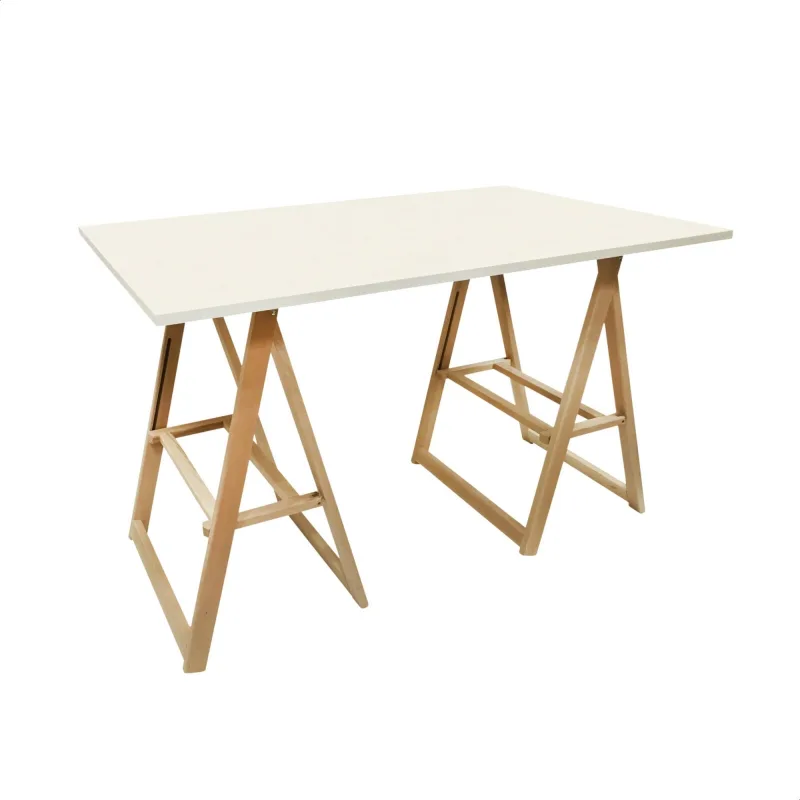 Mueblear kit tapa con dos caballetes en madera haya, d.140x60x75cm, natural