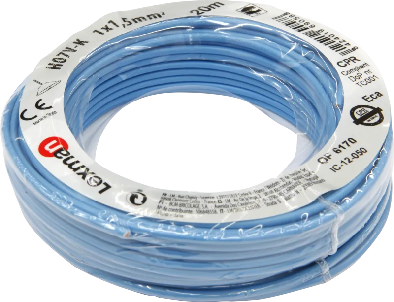Cable lexman h07v-k azul 1,5 mm² 20 m