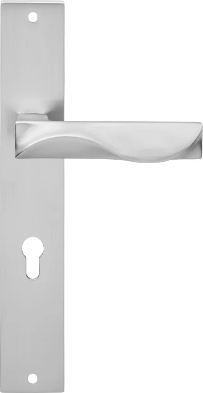 Manilla de placa para puerta duna níquel satinado, bocallave a 70 mm