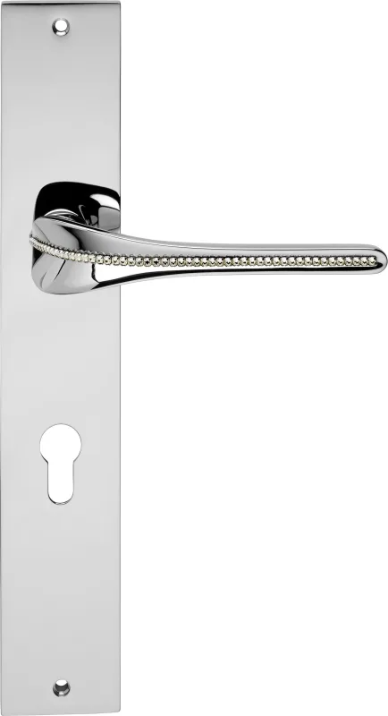 Manilla con placa para puerta spirit mesh con cristal swarovski®, bocallave a 85 mm