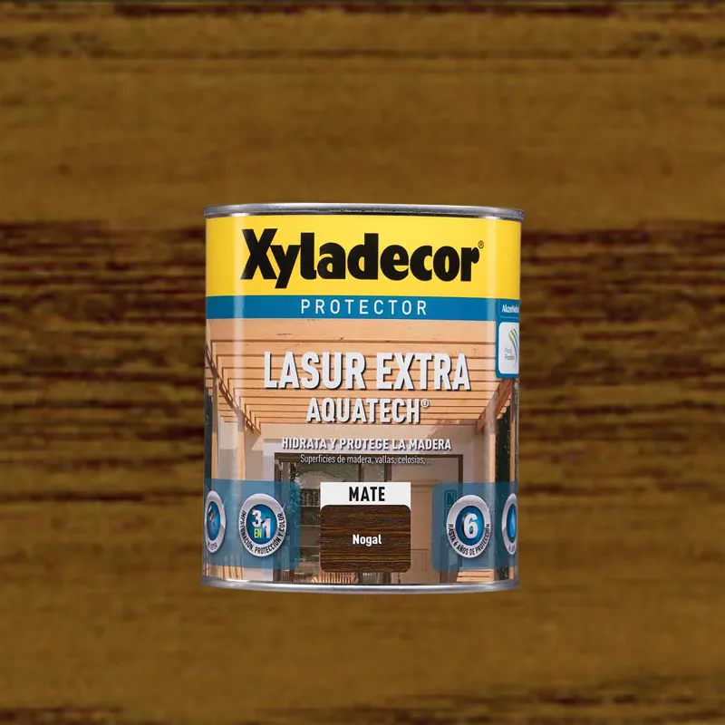 Protector madera exterior color nogal para caseta de jardín, ventana, puerta, valla, persiana xyladecor mate 750 ml base agua