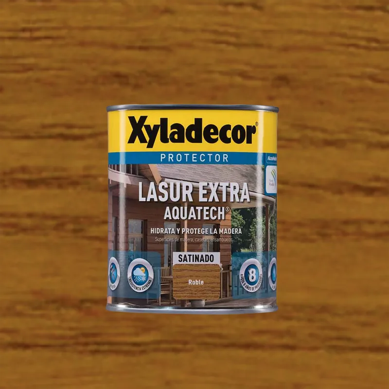 Protector madera exterior color roble para caseta de jardín, ventana, puerta, persiana, valla xyladecor satinado 750 ml base agua