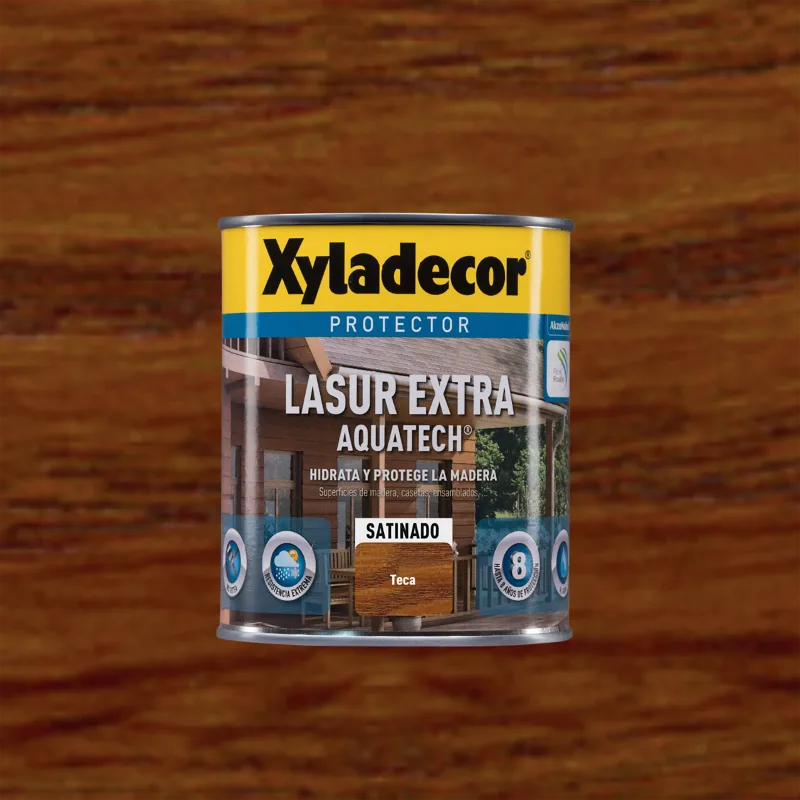 Protector madera exterior color teca para caseta de jardín, ventana, puerta, valla, persiana xyladecor satinado 2.5l base agua