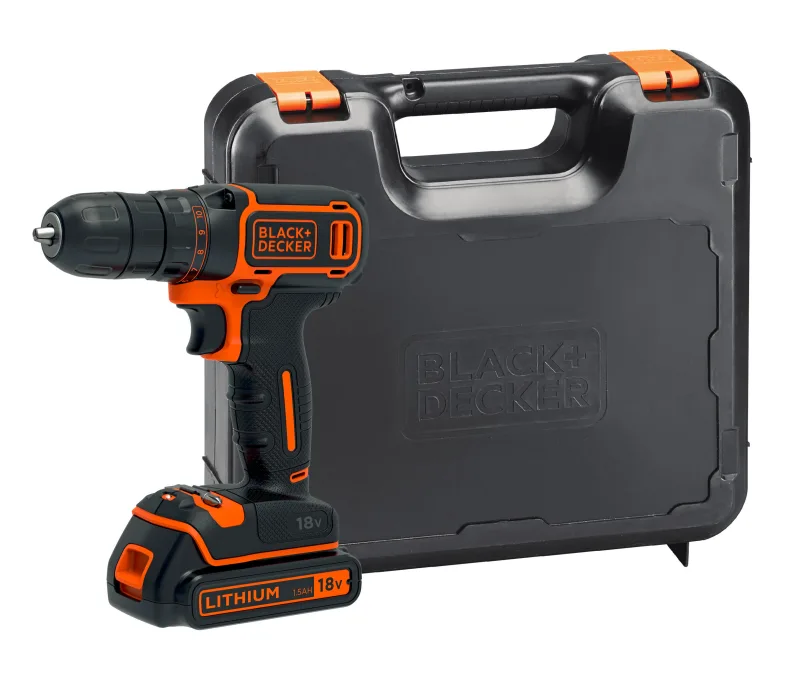 Taladro a batería black + decker 18v - 1 bateria - tope de profundidad - bdcdc18k-qw